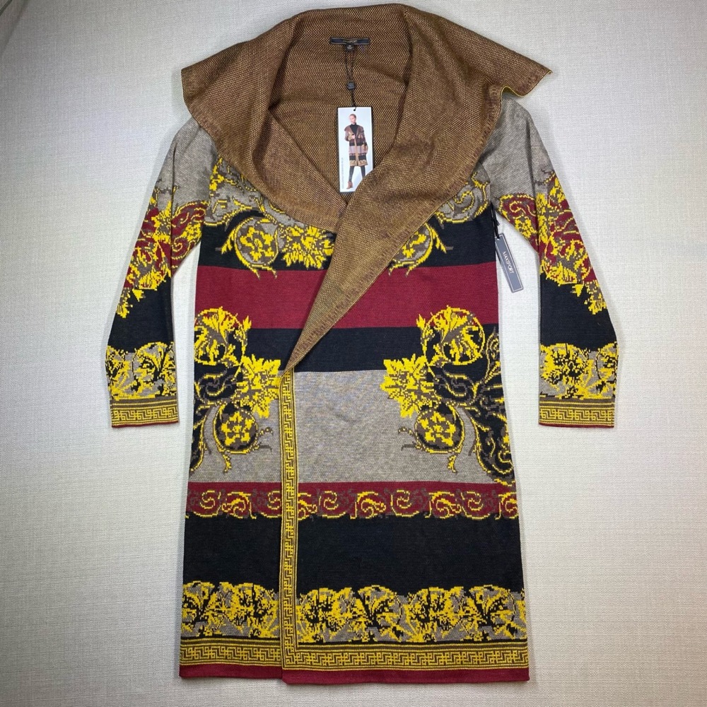 Maxsport Womens Baroque Long Cardigan Sweater Duster Multicolor Size Medium NWT